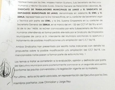 Lanús: primer encuentro formal entre el Ejecutivo local y los dos sindicatos municipales