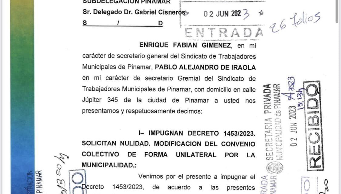 Alerta del STMP por un decreto del Intendente Yeza