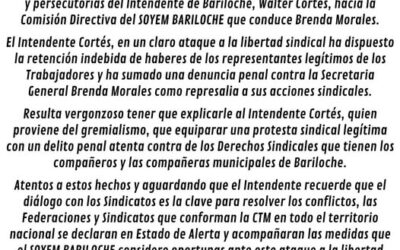 PERSECUCION SINDICAL EN BARILOCHE