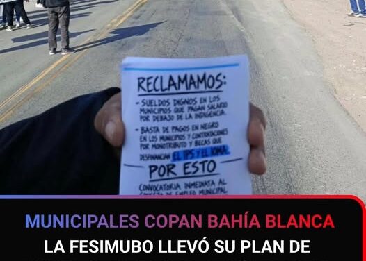 Los municipales llevaron su reclamo a uno de los puntos más importantes de Bahía Blanca.